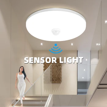 Сензор за движение Таванна лампа LED PIR висящи таванни светлини за домашно осветление Коридори коридор Стълбище Нощна светлина Smart