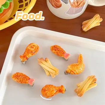Симулирана храна Duckbill клип творчески смешно пържено пиле пържени картофи бретон клип щипка за коса сладък аксесоари за коса