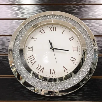Скандинавски стил кръгъл огледален стенен часовник, луксозна всекидневна личност, диамантени часовници, моден стил, декорация на спалня