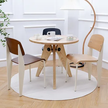 Скандинавски стол за хранене от масивно дърво Метален сгъстен стол с облегалка Заседнал удобен стол за трапезария Мебели за хол