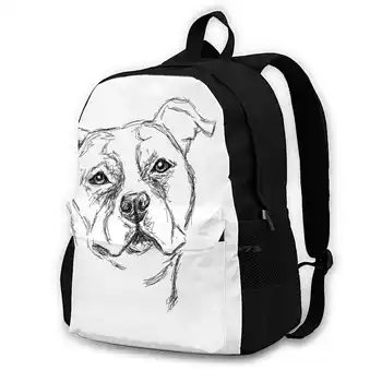 Скица на тийнейджър от Стафордшир Студентска раница Лаптоп Пътни чанти Стафордширски бултериер куче Бойно куче