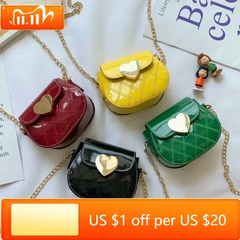 Сладки малки момичета Мини чанта за рамо за деца Мода монета чанта малки чанти прекрасни лачена кожа детски куриерски чанти