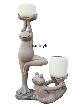 Слънчева външна дворна лампа Градинска декоративна лампа Индукционна лампа Креативни жабешки орнаменти