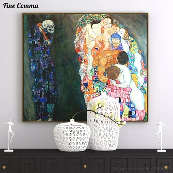 Смърт и живот Morte e Vita Gustav Klimt ръчно изработени ръчно рисувани с маслени бои Възпроизвеждане Печат плакат платно стена изкуство Начало декор