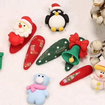 Снежен човек Звънец Коледно дърво DIY Craft 3D нокти изкуство декорация аксесоари за маникюр Коледа нокти сексапил нокти бижута