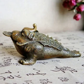 Стар Китай месинг богатство пари цикада Spittor жаба статуя жаба жаба