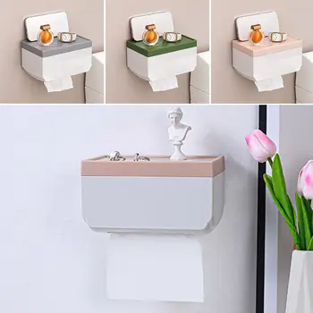 Стенен държач за тоалетна хартия Аксесоари за баня Самозалепващ се водоустойчив контейнер за хартия Безперфораторен рафт за хартия Кухня