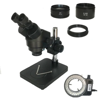 стълб маса стойка бинокуляр стерео микроскоп индустриална микроскопия 7-45X непрекъснато Moom увеличение регулируеми LED светлини