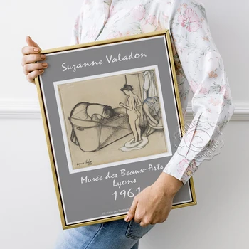 Сюзан Валадон изложба музей плакат, Musee Des Beaux-Arts де Лион стена картина, жена и вана въглен скица отпечатъци