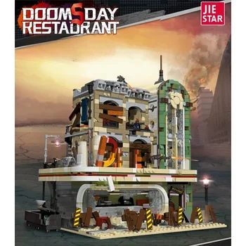 Творчески експерт MOC 89101 Downtown Diner Ruin Ресторант Doomsday Модел 2438PCS Строителни блокове тухлени играчки за подарък за рожден ден