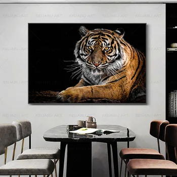Тигрови плакати и отпечатъци Рисуване на канава Картини на диви животни Модерна декорация на дома Стенно изкуство за хол Спалня БЕЗ РАМКА