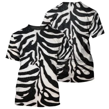 Тигър леопард зебра тениска за мъже готино животински кожата модел къси ръкави лято улица екипажа врата тениска хлабав случайни тениски