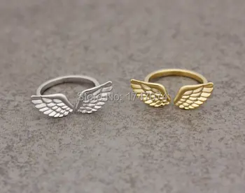 Търговия на едро нови сладки модерни крило пръстени модни бижута посребрени ангел крило жени пръстени