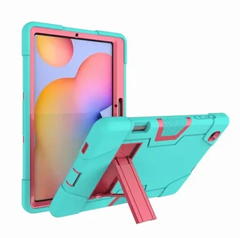 Удароустойчив калъф за Samsung Galaxy Tab S6 lite 10.4 Стойка за деца силиконов твърд пълен защитен капак с държач за писалка P610 P615