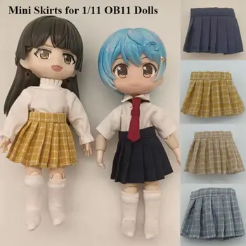 училищен стил мини пола кукла за 1/11 OB11 кукли аксесоари ръчно изработени многоцветни дрехи за 1/12 Bjd кукла ежедневни носи рокля