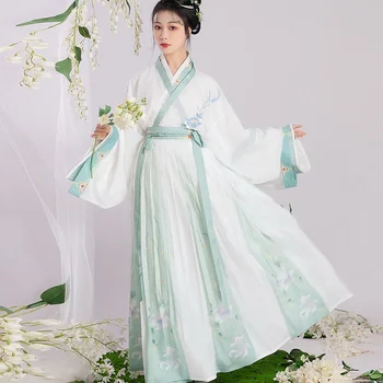 Ханфу рокля Жени Традиционен китайски плат облекло Древни народни танцови сценични костюми Ориенталска фея принцеса косплей