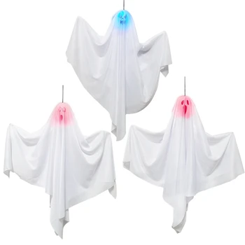 Хелоуин призрак висящи декорации Хелоуин висящи осветяване бели летящи призраци дърво прозорец стена страшно орнамент