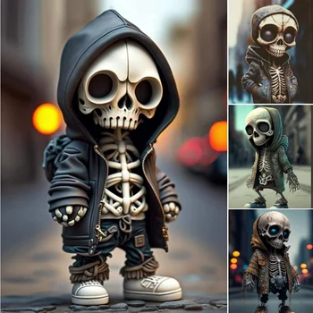Хелоуин скелет фигурка смола готино скелет фигури череп ужасни орнаменти кола инструмент панел бюро декоративни черепи