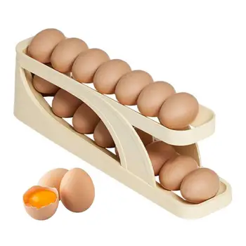 Хладилник яйце организатор автоматично превъртане яйце багажник притежателя кутия за съхранение Rolldown хладилник яйце дозатор яйце кошница контейнер