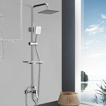 хром / черно покритие баня душ комплект домакински меден кран стенен вана дъжд