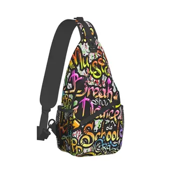 Цветни Crossbody гърдите чанти графити стил изкуство джобове пътуване пакет пратеник спортни тийнейджъри рамо чанта Унисекс