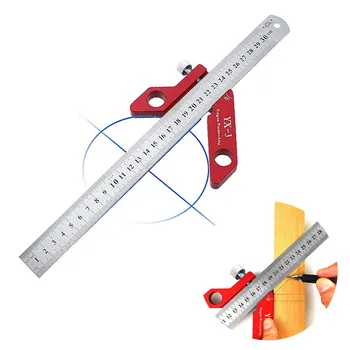 Център Finder Многофункционален XY-владетел Кръгова централна маркировка 45°90°Scribing Gauge Metric Inchfor Woodworking Measuring Scribe Tool
