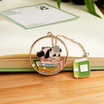 Цинкова сплав карикатура панда Bookmark умствена панда книга страница маркер панда книга клип с пискюл метална панда Bookmark подарък за рожден ден