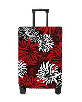 червен черен цвете хризантема пътуване багаж защитно покритие за пътуване аксесоари куфар еластичен прах случай защита ръкав