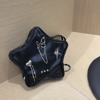 черен универсален напреднал студент раница персонализирани мода ярко лице дамски чанти 2023 нова мода пътуване рамо чанта
