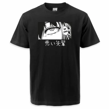 японски аниме остри очи тениска печат манга графичен тениска Harajuku хип-хоп памук лято случайни улични облекла извънгабаритни тениски